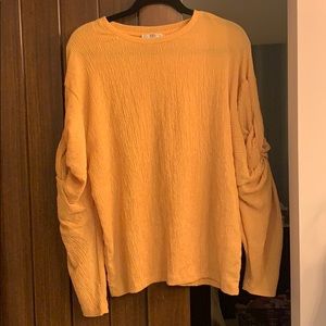 Zara mustard yellow crinkle top